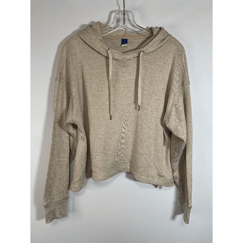 Old Navy Women's Drawstring Hoodie Cropped Sweatshirt Long Sleeve Brown Small